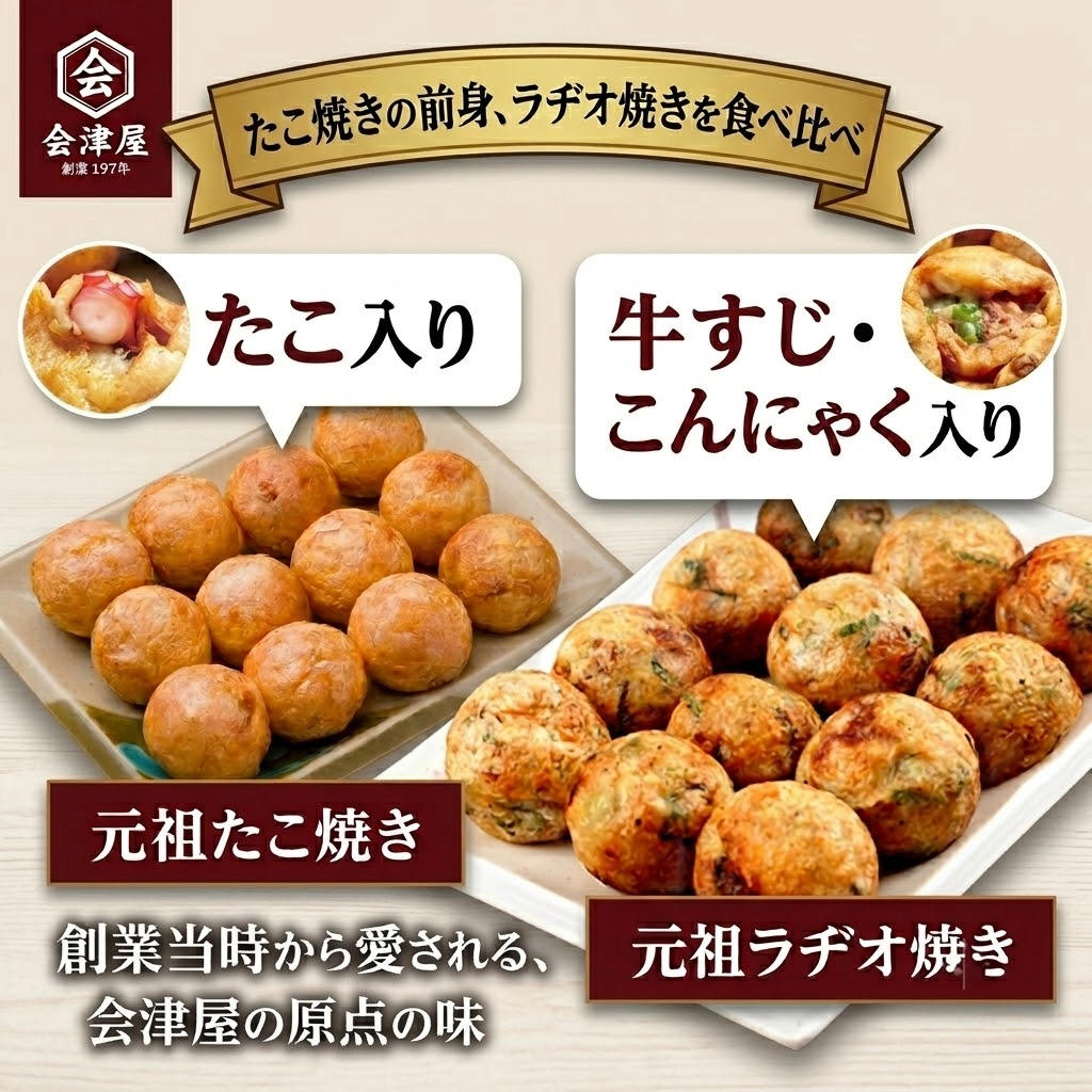 【初めての方におすすめ】たこ焼き発祥の味食べ比べセット（元祖たこ焼き・元祖ラヂオ焼き）